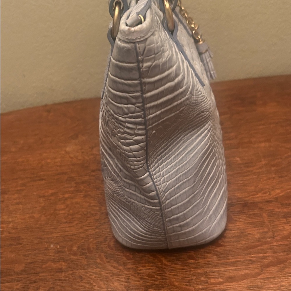 Brahmin Medium Asher Croc Embossed Pale Blue Leather Tote - Picture 5 of 15